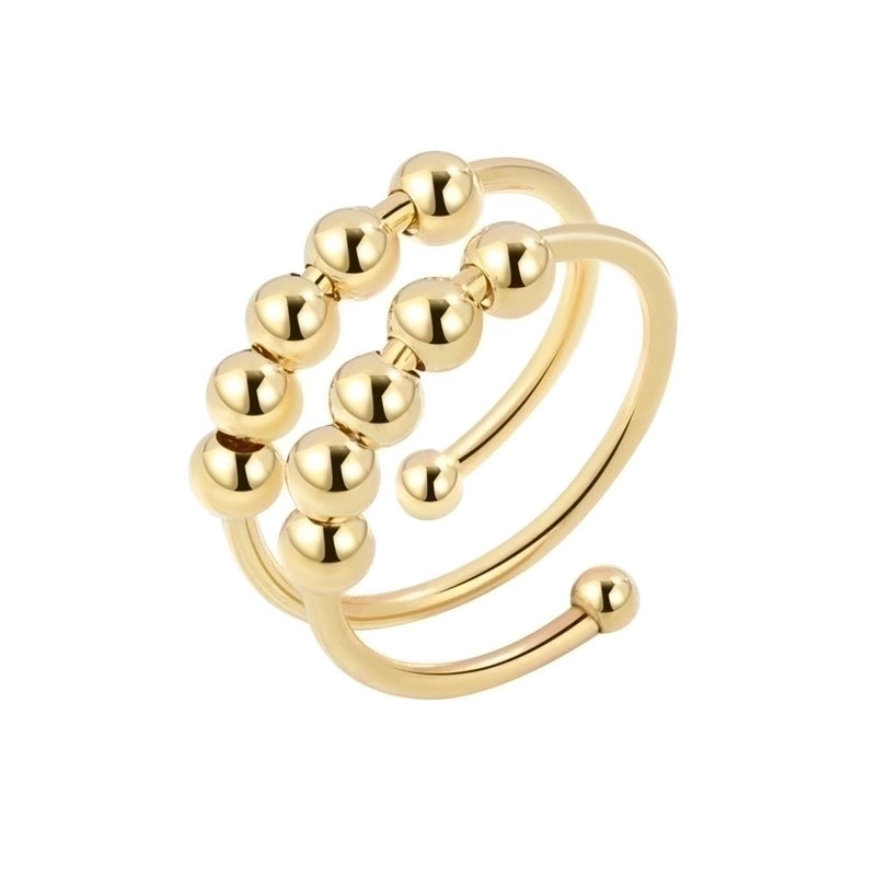 IG Style Minimalist Geometric Copper Beaded Plating Open Rings Anxiety Ring