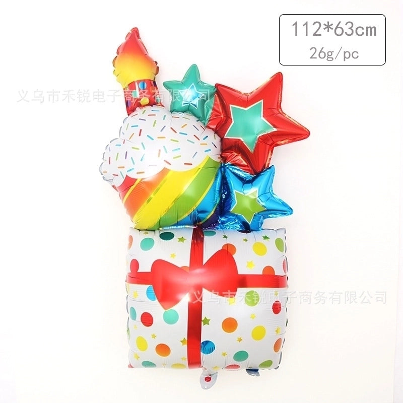 2 Pieces Birthday Cake Aluminum Film Party Balloon