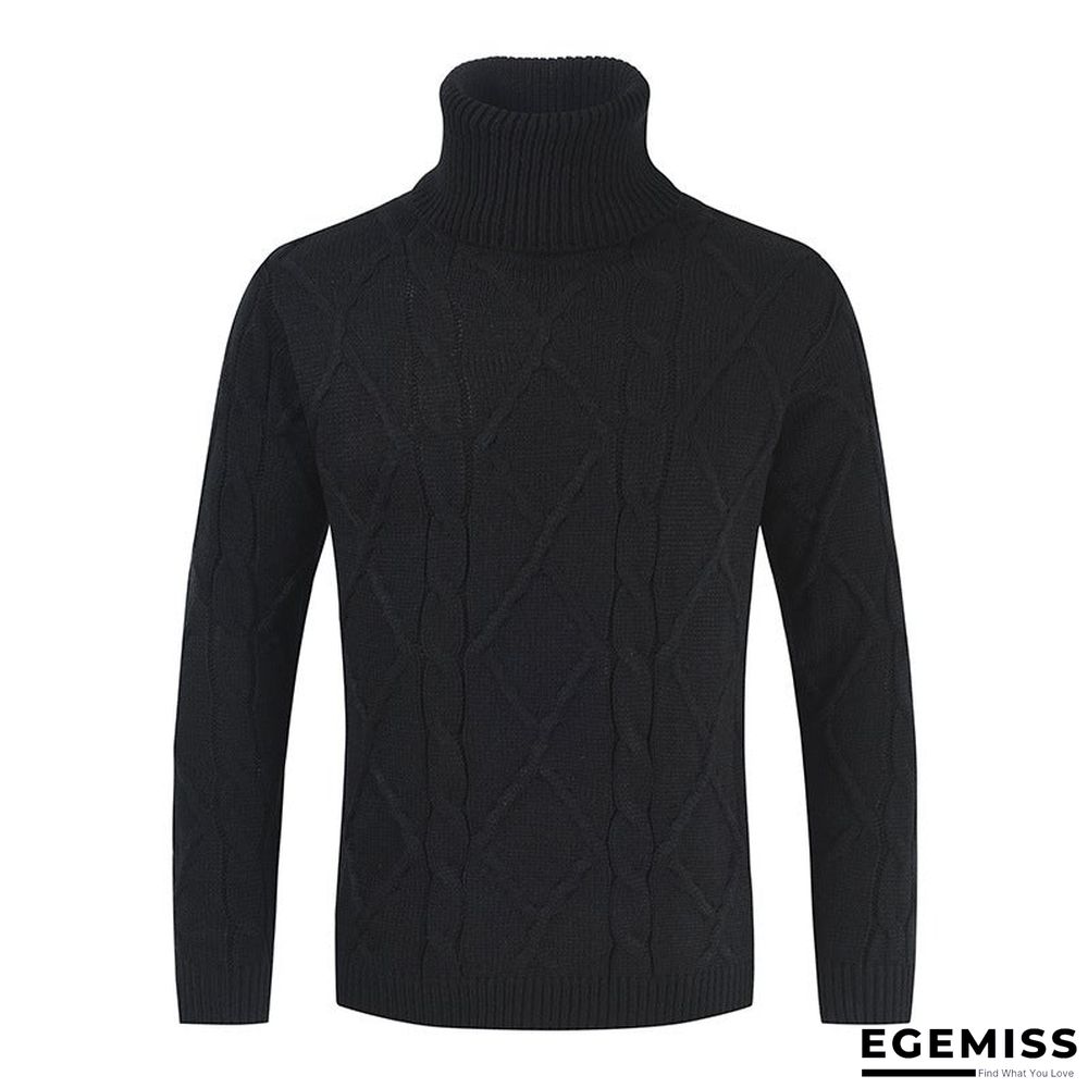 High Neck Loose Solid Color Men's Sweater | EGEMISS
