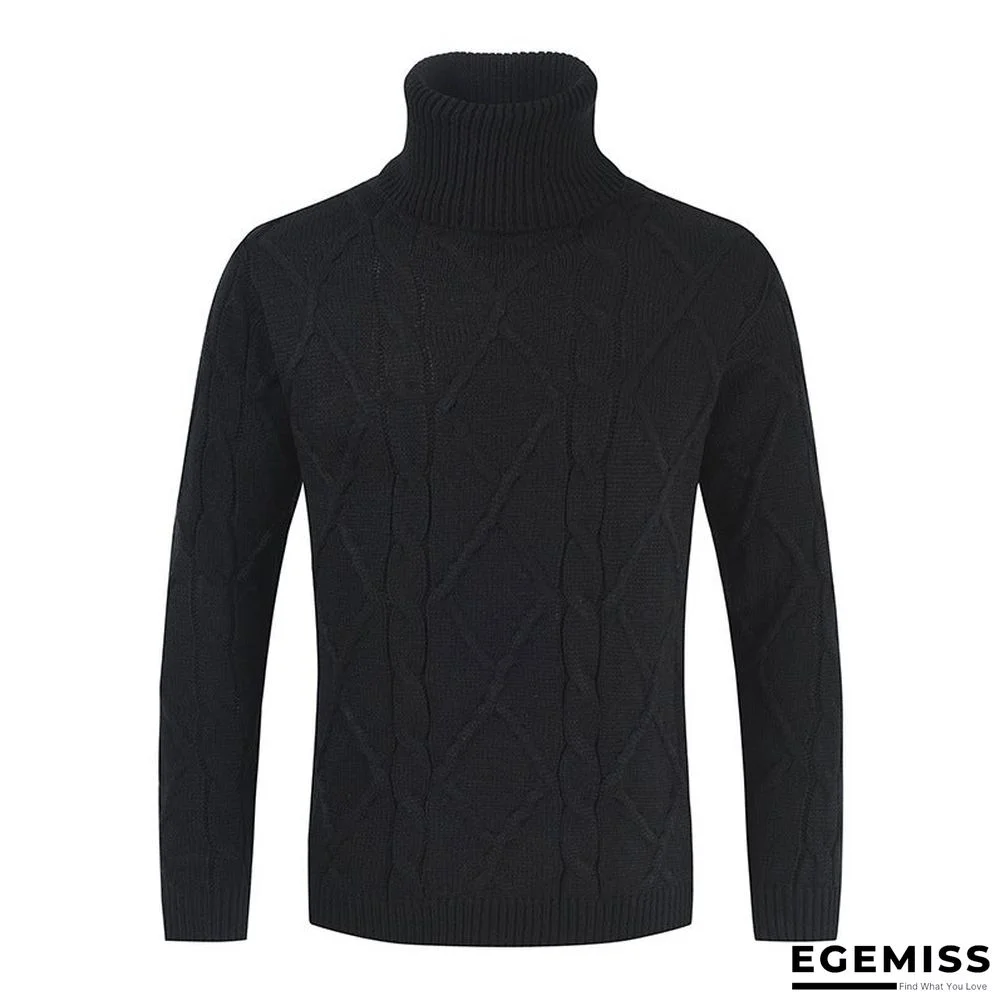 High Neck Loose Solid Color Men's Sweater | EGEMISS