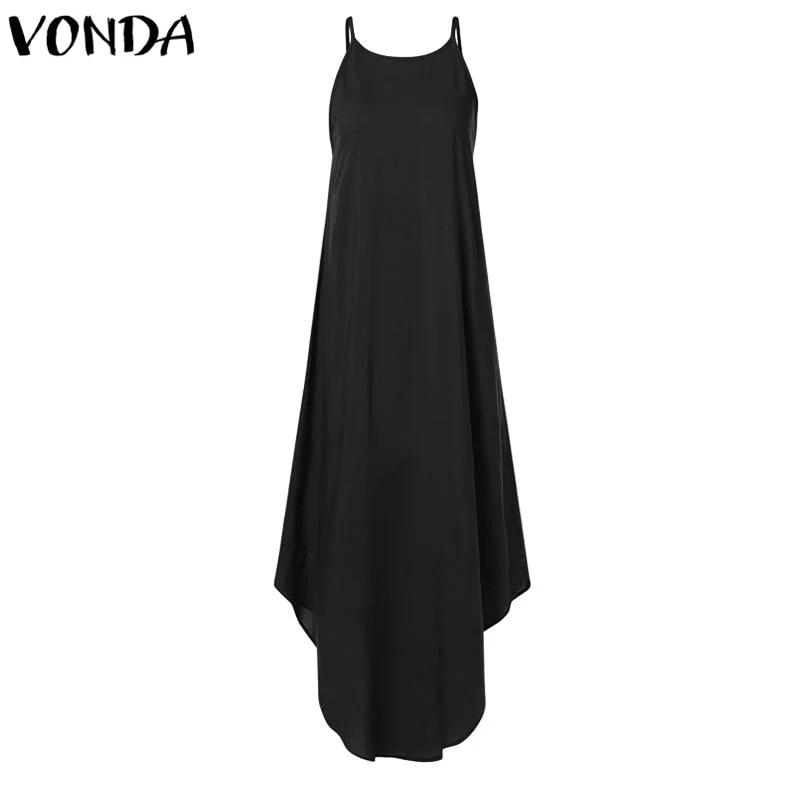 VONDA Women Dress 2022 Summer Sundress Sexy Sleeveless Irregular Party Maxi Long Dresses Female Casual Loose  Vestidos