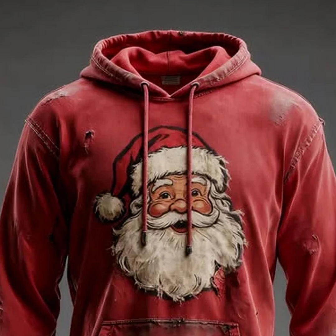 3D Print Christmas Ugly Sweater Men's Vintage Santa Claus Print Hoodie-inspireuse