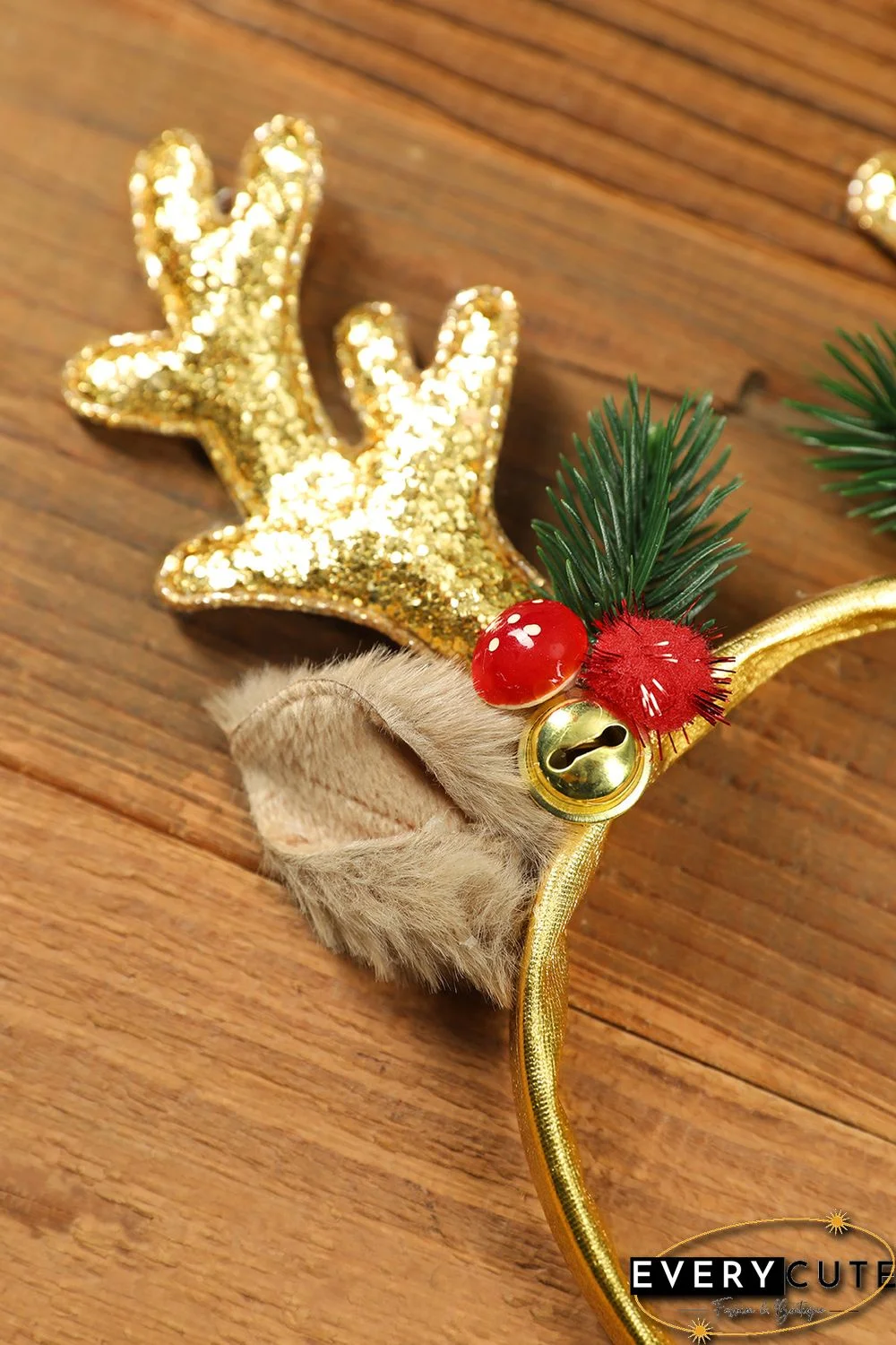 Yellow Christmas Glitter Antler Ear Decor Headband