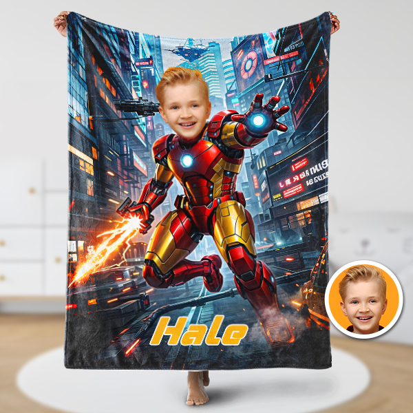 Custom Hero Boy Blankets Personalized Face & Name Fighting Hero Blanket Gifts For Boys artswardrobe