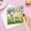 (US Local)6Pcs Easter House Diamond Painting Card Rhinestone Art Card for Party Favors