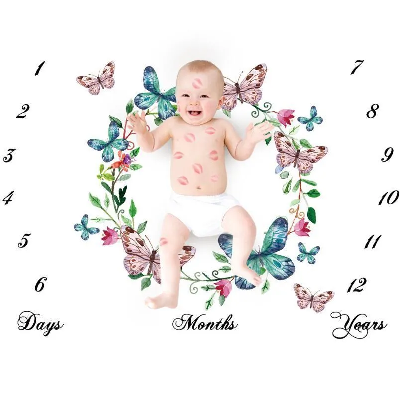Newborn baby Monthly Growth Milestone Blanket photography props Background Cloth Commemorate Rug Mat baby accessories