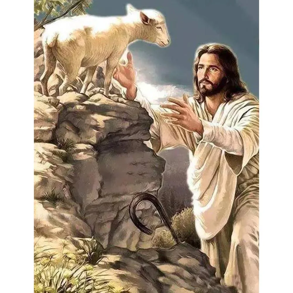 Full Round Diamond Painting - Jesus Sheep(30*40cm)