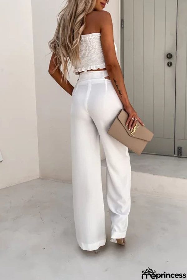 Solid Color Sleeveless Top Vest Casual Pants Set