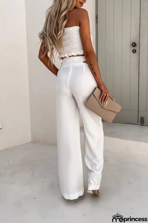 Solid Color Sleeveless Top Vest Casual Pants Set