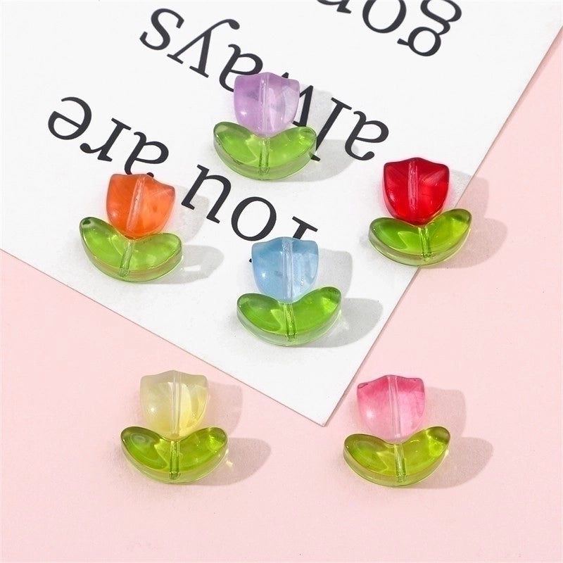 1 Set 14 * 7mm 9*5.5mm Glass Flower Beads