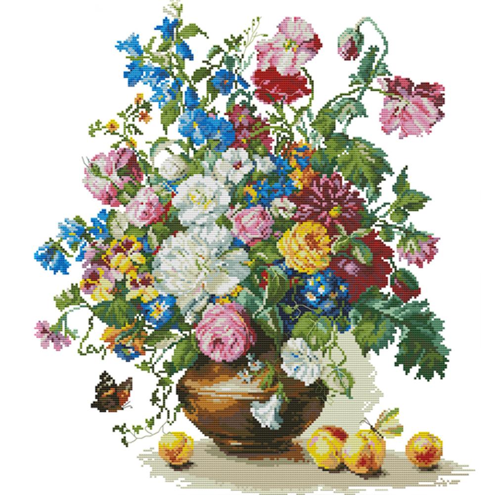 

Flower And Fruit Peach - 14CT Stamped Cross Stitch - 50*46cm, 501 Original