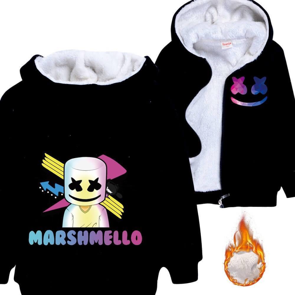 Arrow Dj Marshmello Print Boys Girls Zip Up Fleece Lined Winter Hoodie-Mayoulove