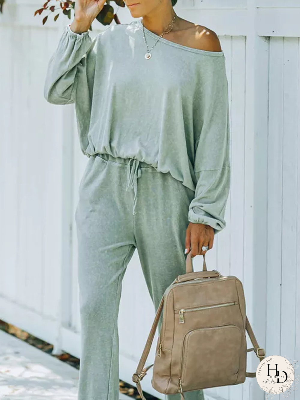 Boat Neck Casual Jersey Two Piece Sets