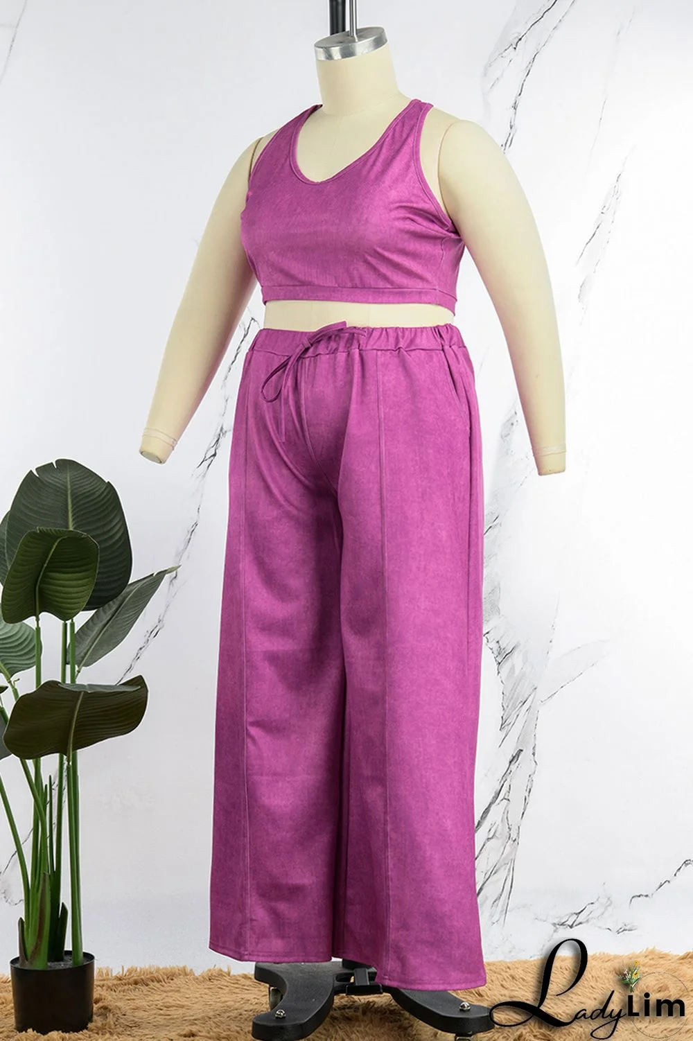 Black Gray Casual Solid Vests Pants O Neck Plus Size Two Pieces