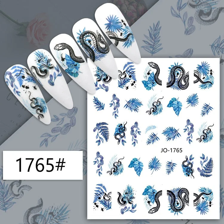 3D Nail Stickers Snake Dragons Design Adhesive Water Transfer Stickers DIY Nail Art Decoration Manicure Salon Acrylic Tips Tool-Nail Inspo