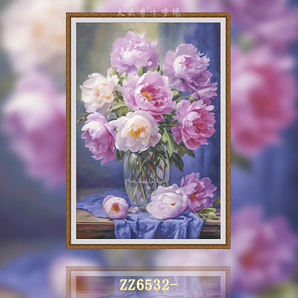 ZZ6663- Gilded Peony】_ 81.36_ Painting Fairy Cross Stitch_printed