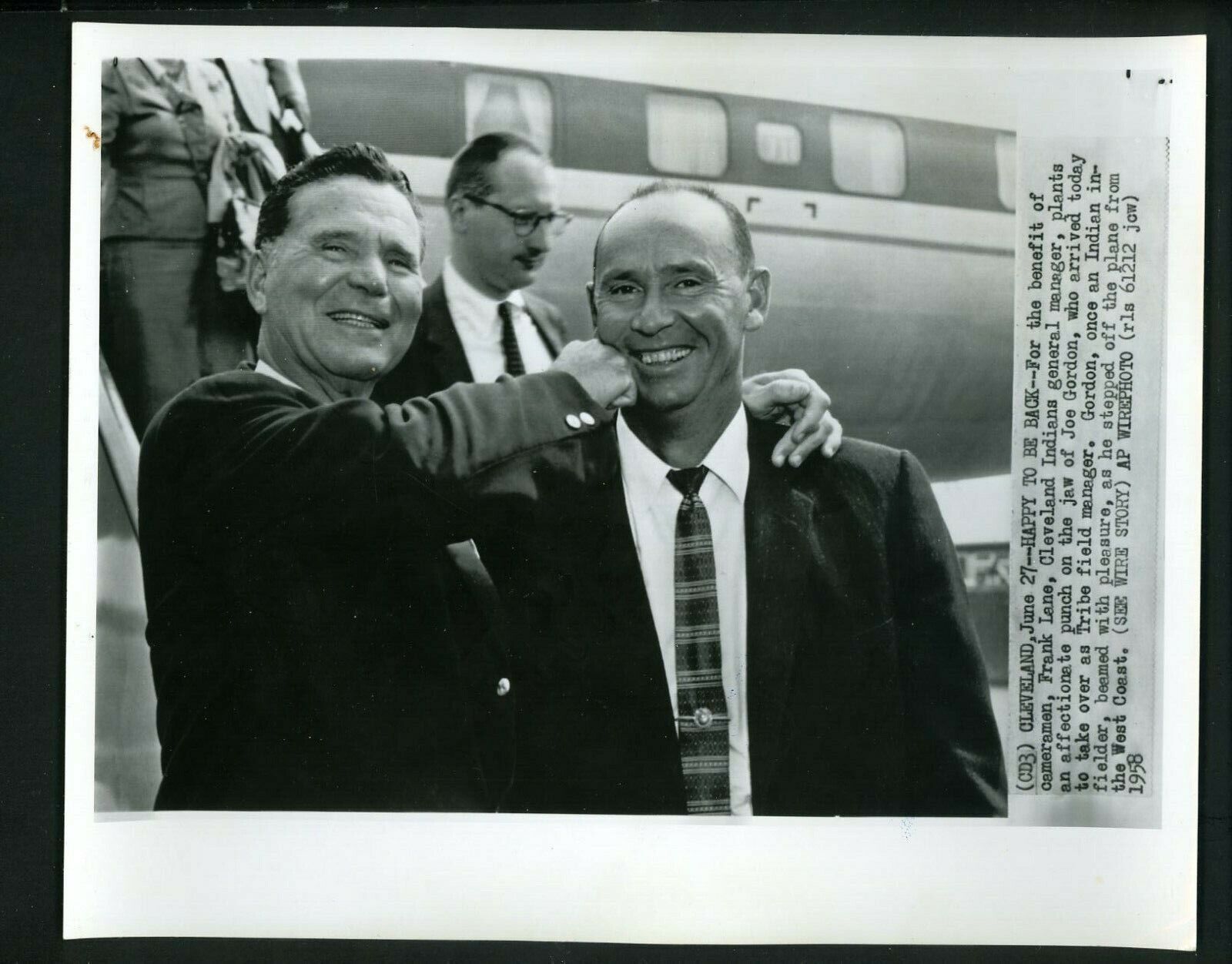 Frank Lane & Joe Gordon 1958 Press Photo Poster painting Cleveland Indians