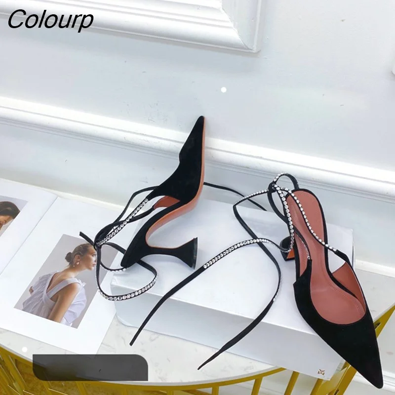 Colourp Style Sexy Ankle strap Women Sandals Fashion Cross-tied Crystal High heels Gladiator Sandals Summer Wedding bridal shoes
