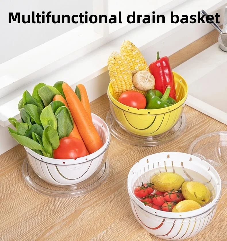 Double layer home kitchen vegetable washing and chopping basin