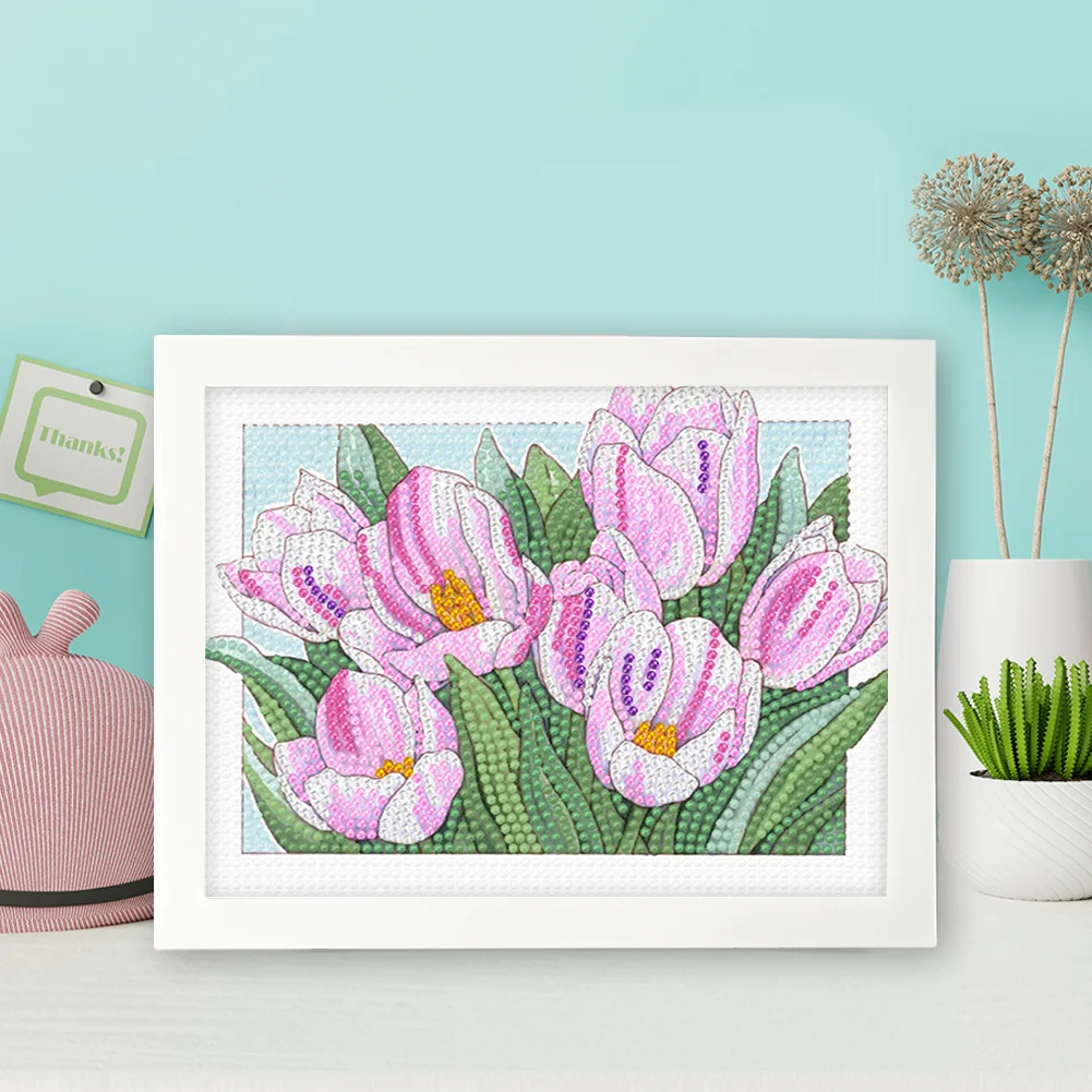 DIY Flower Full Drill Diamond Painting for Beginners(Canvas|15*20cm)【with Plastic Frame】