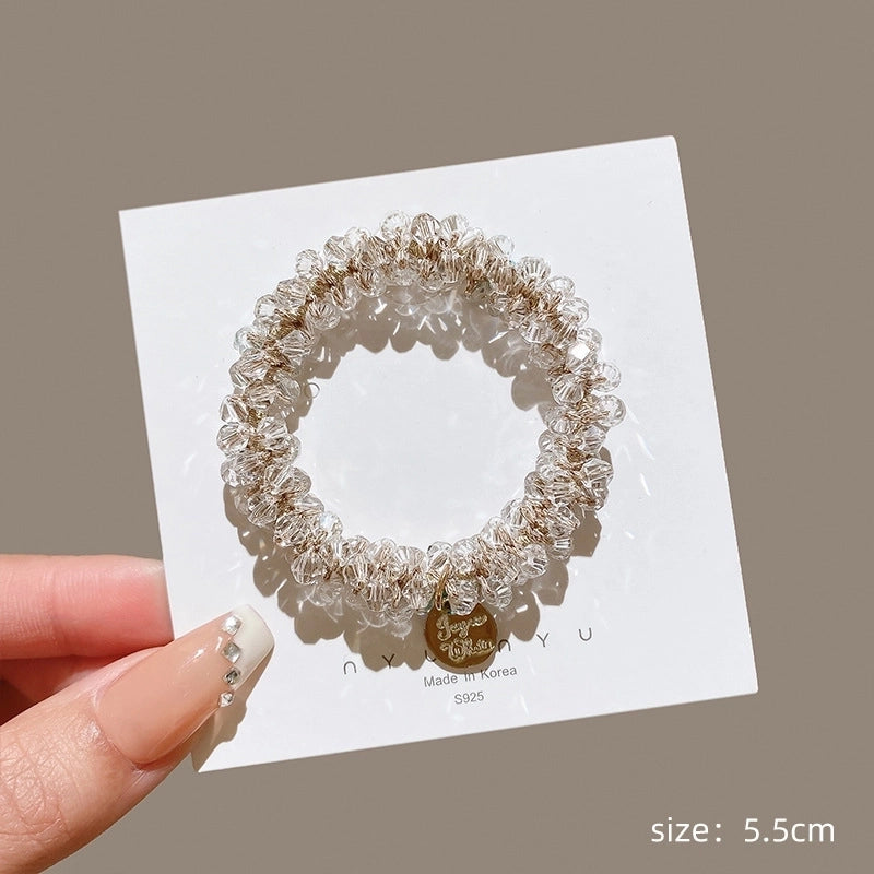 Women’s Sweet Geometric Artificial Pearl Beaded Inlay Rhinestones Hair Tie