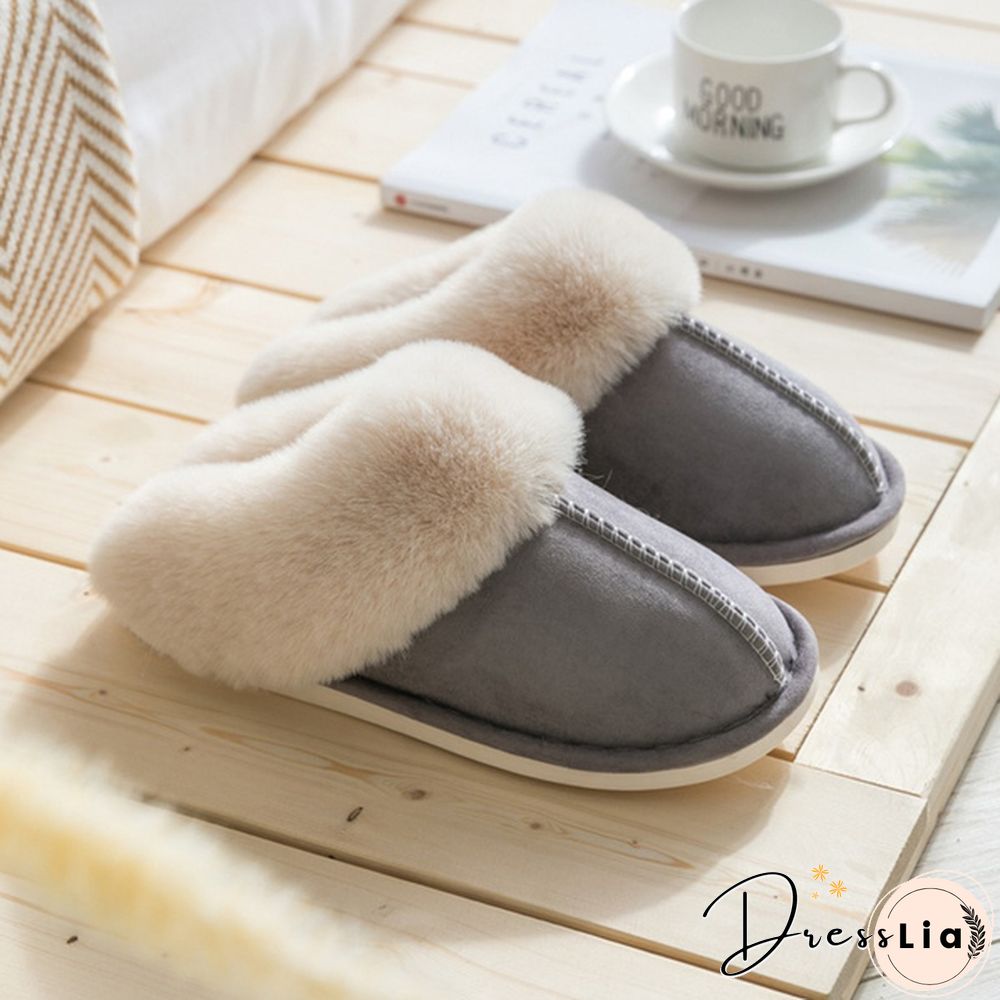 Fashion Women Winter Slippers Indoor Bedroom Lovers Couples Shoes Fashion Warm Shoes Flat Flat Antiskid Slipper