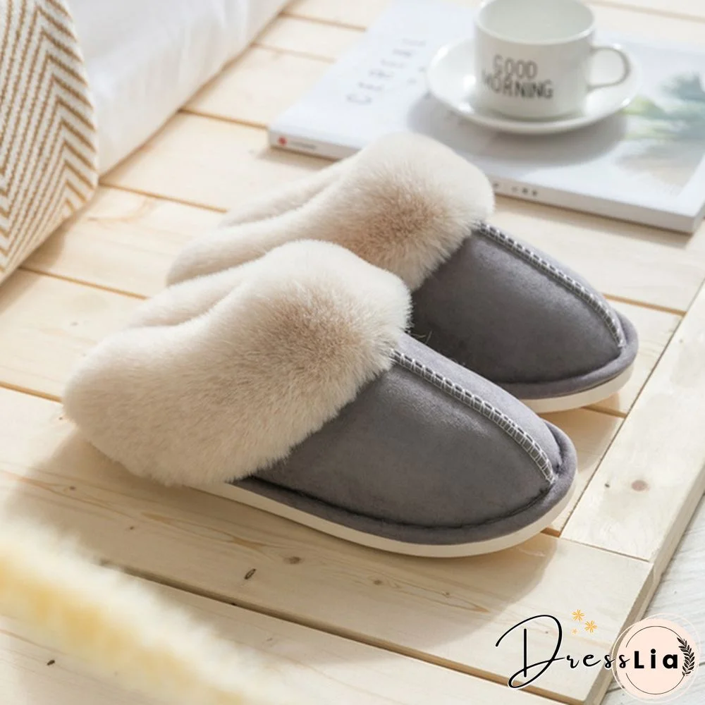 Fashion Women Winter Slippers Indoor Bedroom Lovers Couples Shoes Fashion Warm Shoes Flat Flat Antiskid Slipper