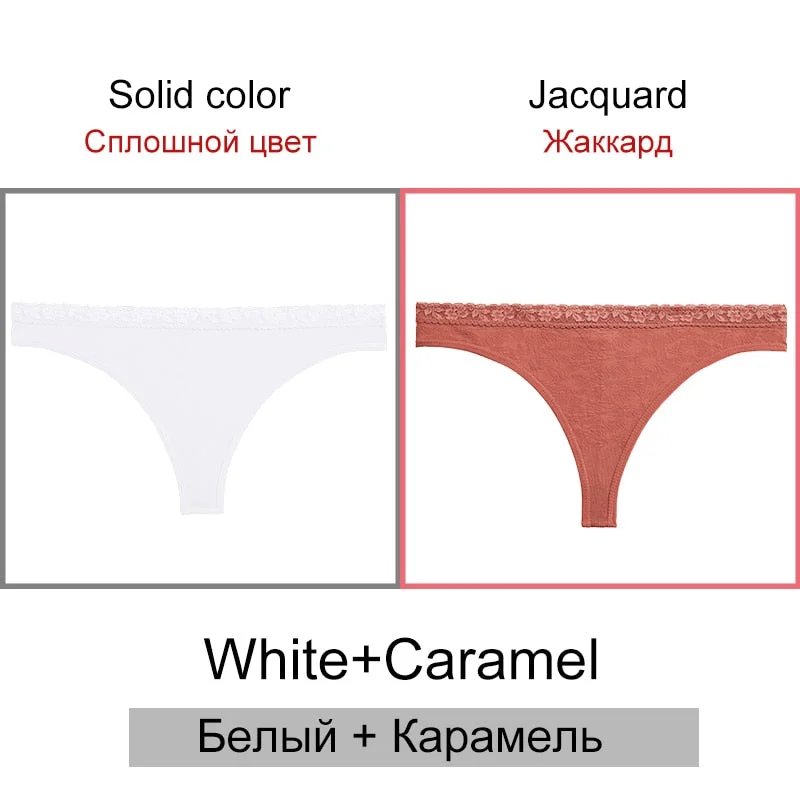 FINETOO Sexy Thongs Women 2Pcs/set Floral Waist G-string Panties Seamless Underwear Ladies Jacquard T-back Underpants S-2XL 2021