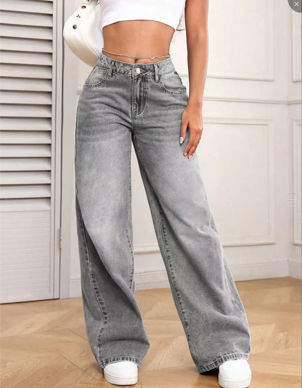 Mid-Rise Washed Straight Cargo Denim Five-Point Shorts