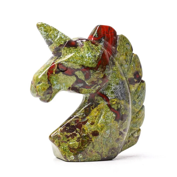 2.0" Dragon Blood Stone Unicorn Crystal Carvings Animal Bulk