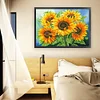 (US Only)Full Embroidery Beads Printed 11CT Sunflower Cross Stitch Kit Art Decor 65x50cm