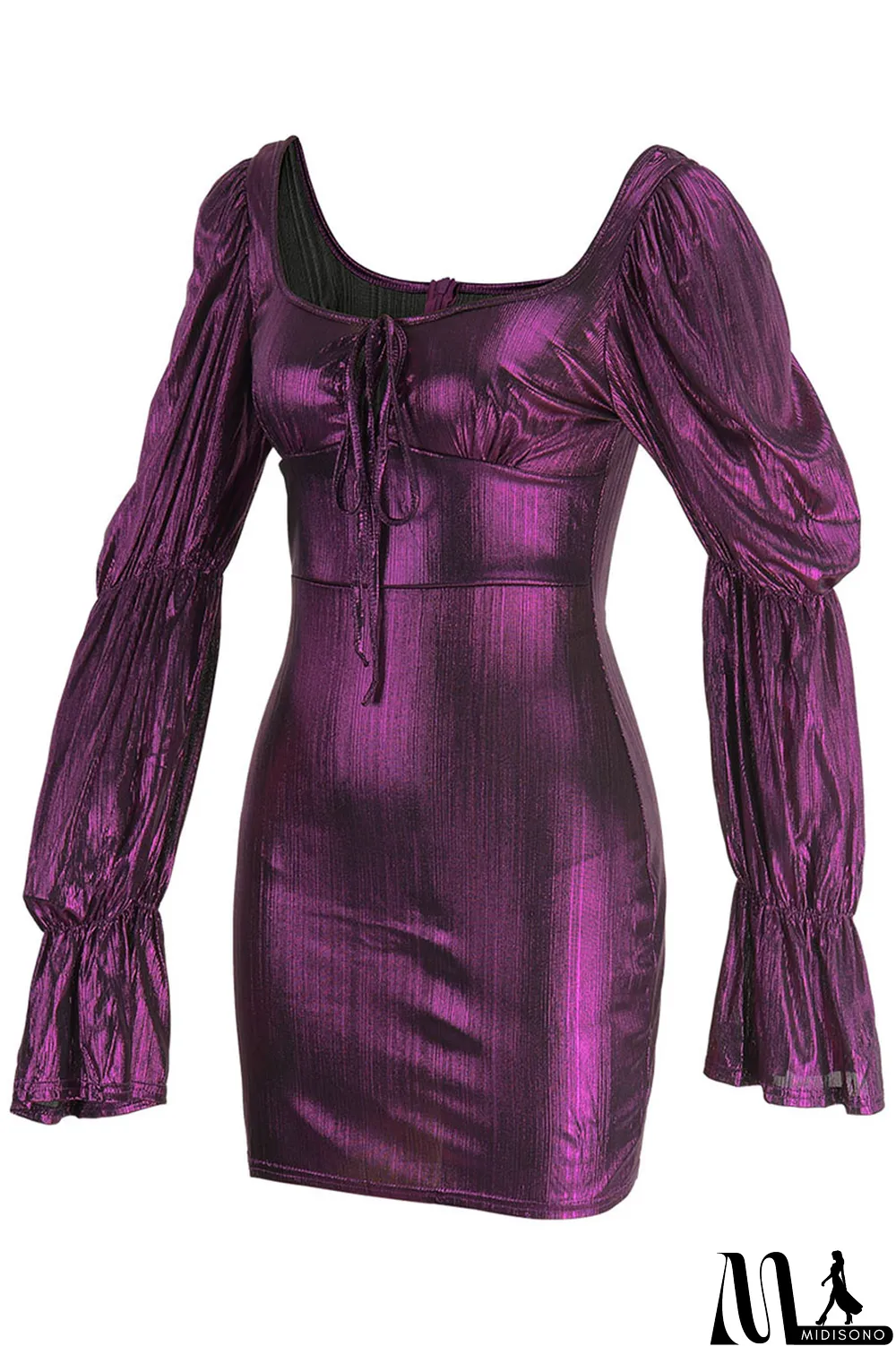 MidiSono - Red Sexy Solid Patchwork Square Collar One Step Skirt Dresses