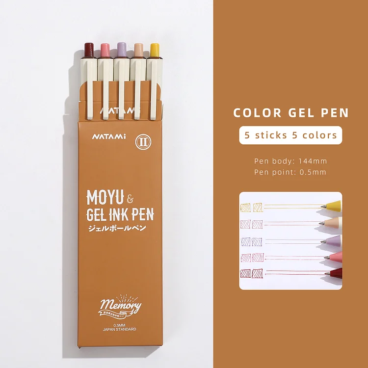 JOURNALSAY 5 Pcs/Set Retro Color Gel Pen Simple 0.5mm Retractable Multicolor Ink Press Neutral Pen