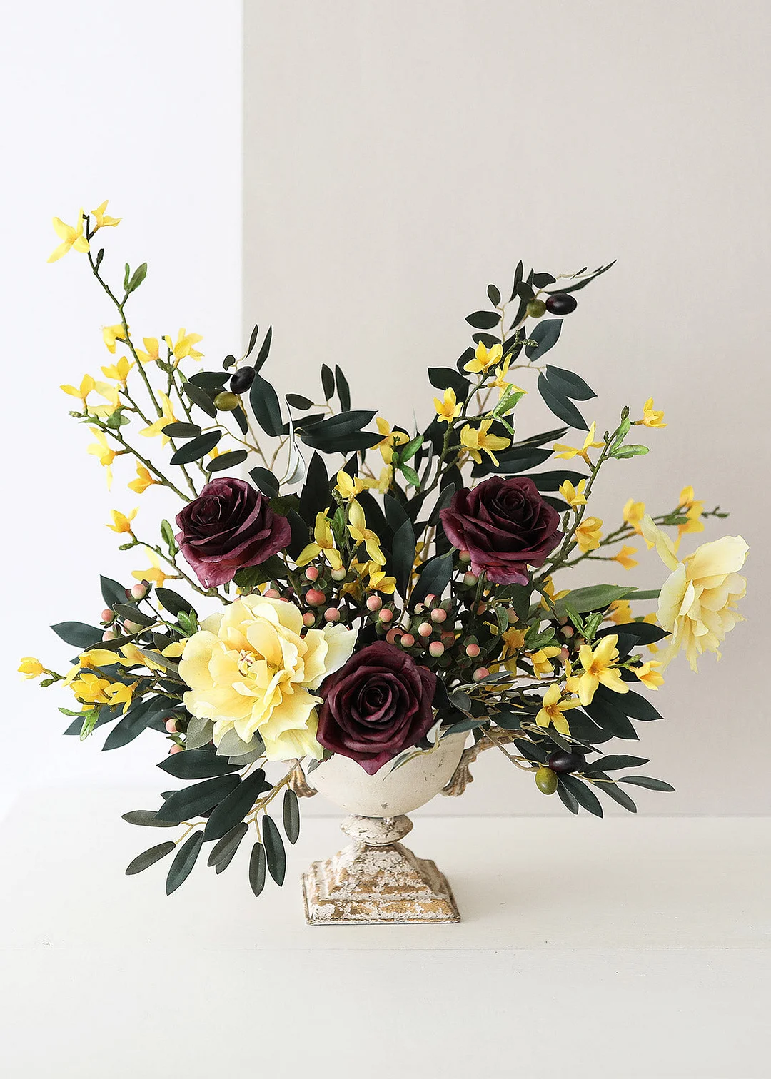 Silk Flowers Rose in Plum Purple - 21.5"