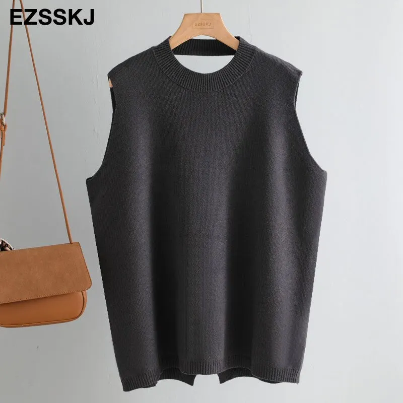 autumn winter OVERSIZE thick Sweater vest women sleeveless warm Sweater Pullovers Women female  o-neck LOOSE  sweater VEST
