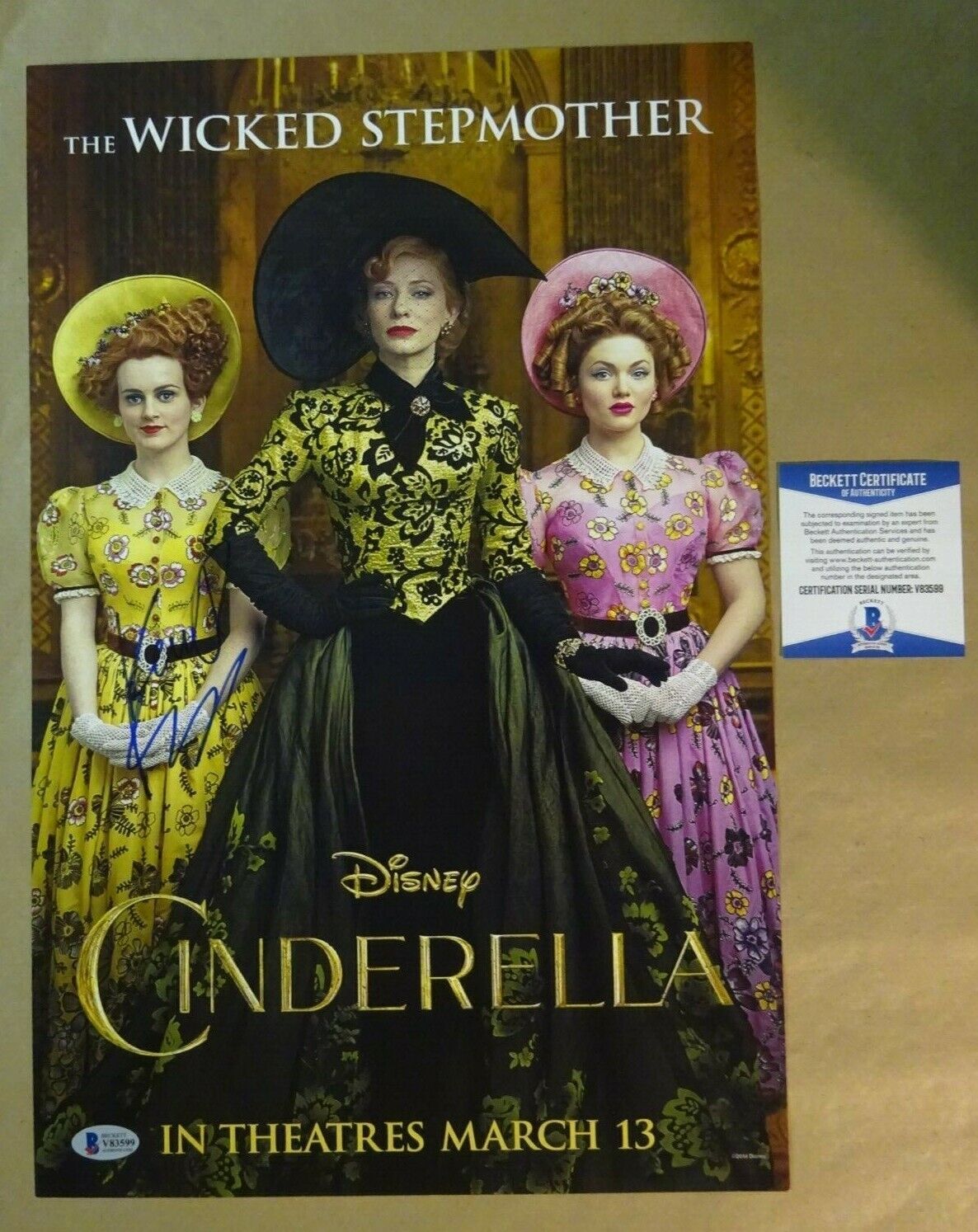 Signed KENNETH BRANAGH Autographed Disney CINDERELLA 11x17