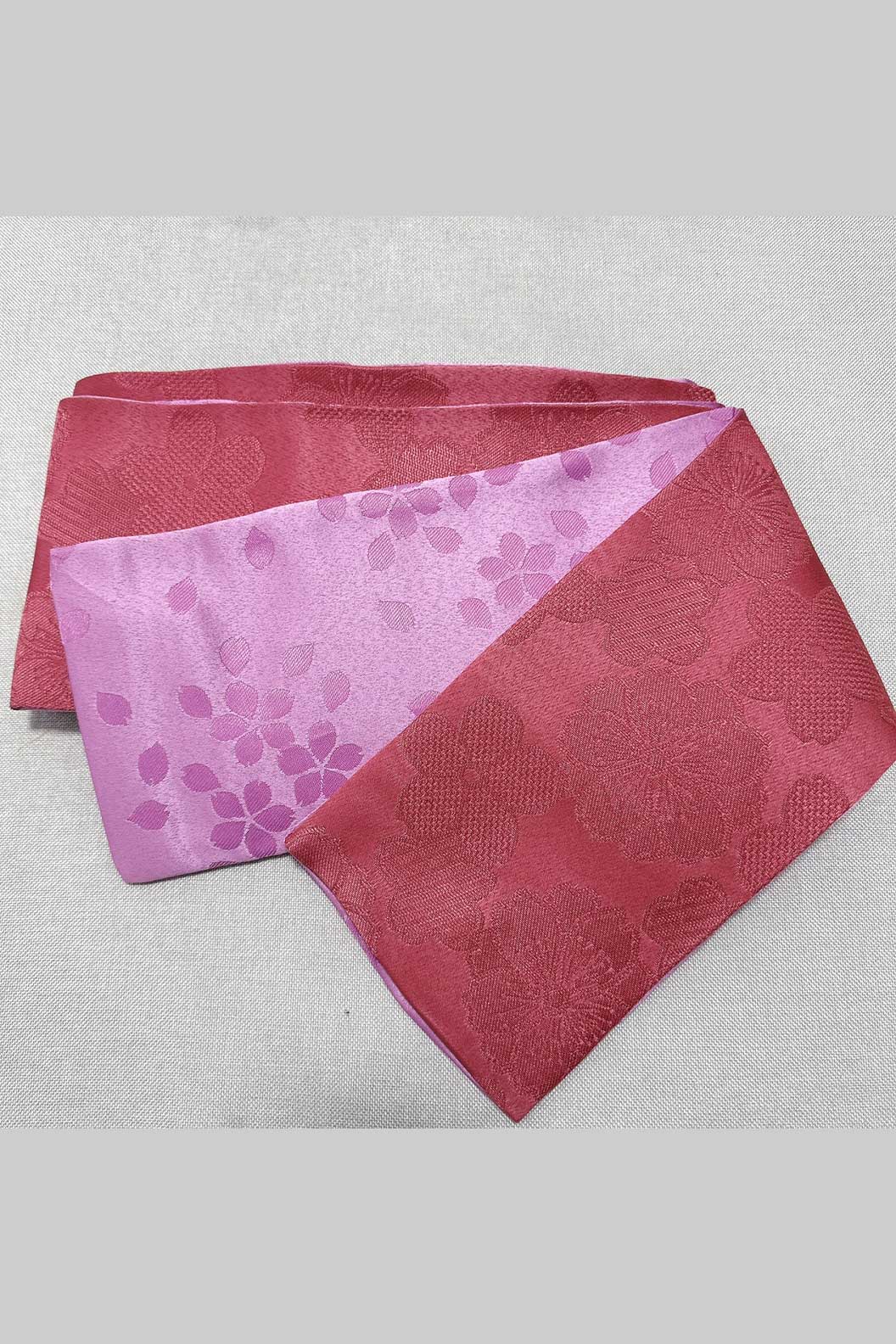 Flat Obi Belt--Red with Purple Stupa Stones