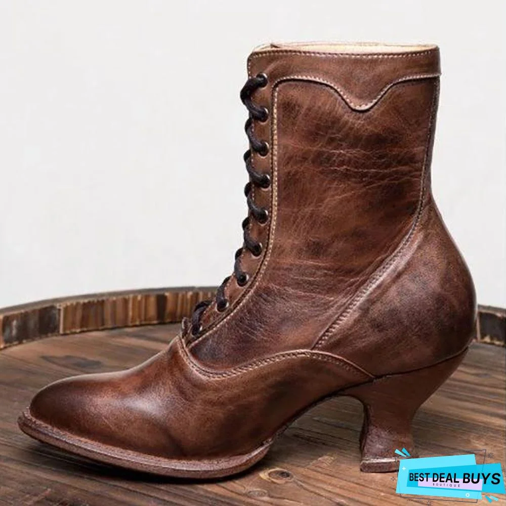 Lace-Up Winter Low Heel Women Boots