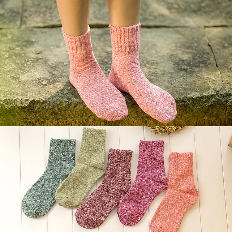 High Screw Type Solid Color Autumn And Winter Thick Warm Angora Wool Women's Socks