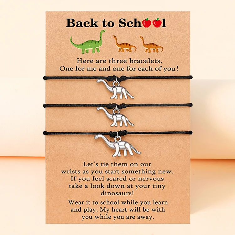 Back To School Dinosaur Bracelet Set, Adjustable Bracelets Gift With Gift Card For Kids