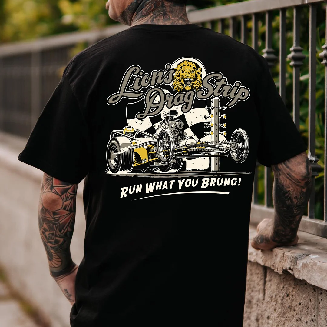 LION'S DRAG STRIP Classic Car Print Men's T-shirt