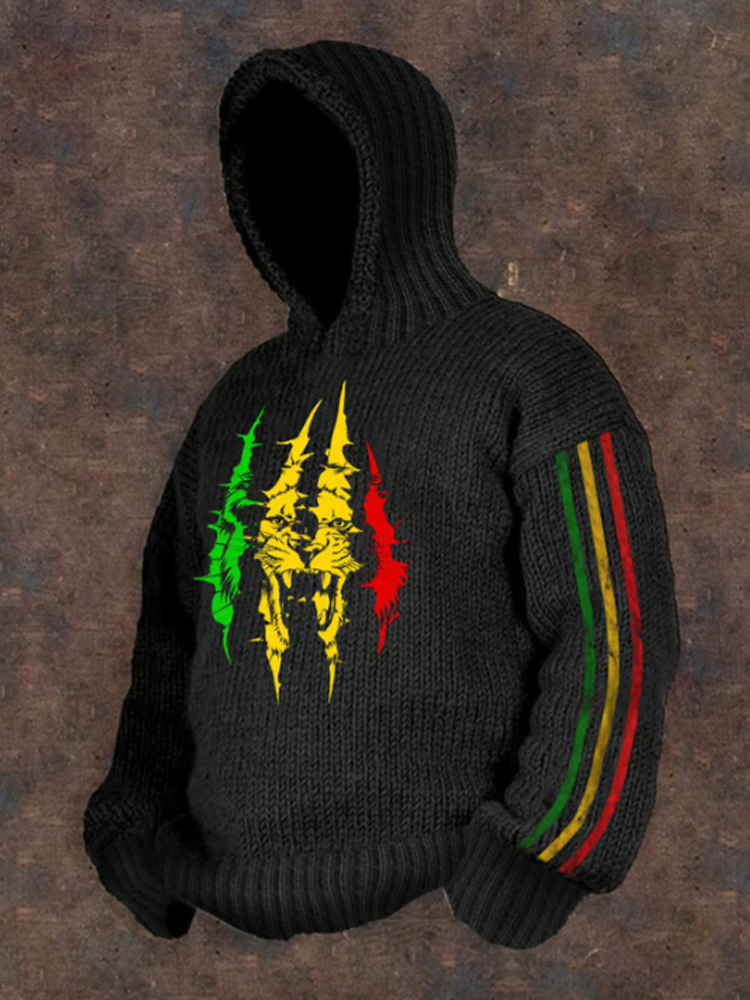 Comstylish Men'S Rasta Reggae Art Print Hooded