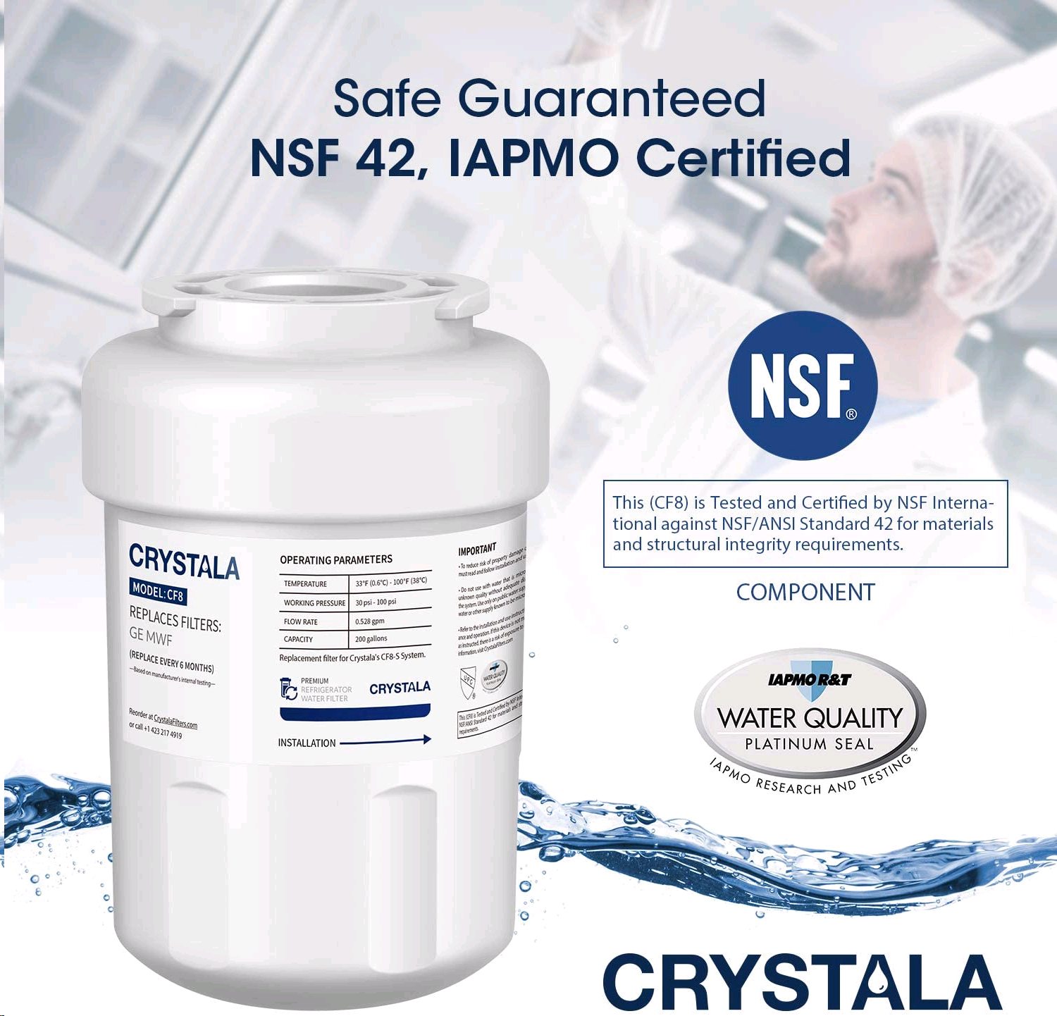 MWF Water Filters for refrigerator Replacement GE MWF, MWFP, MWFA, GWF