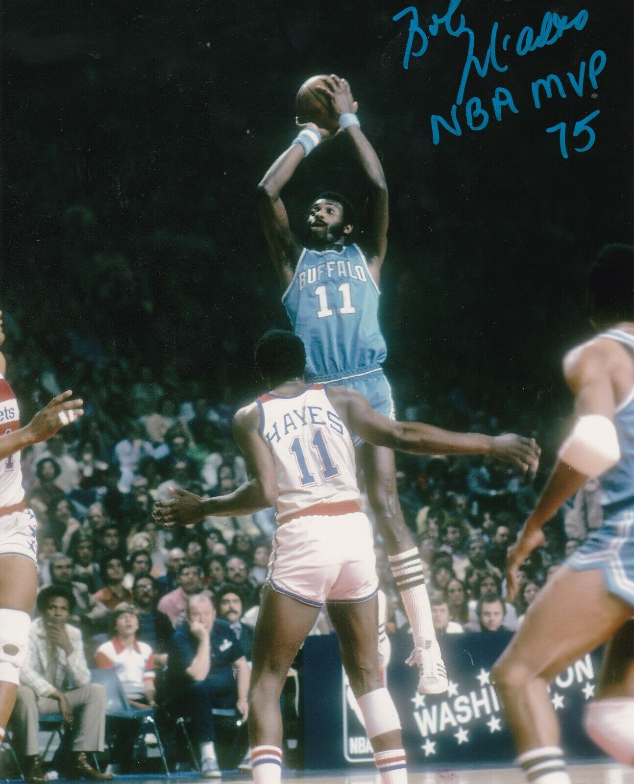 BOB MCADOO BUFFALO BRAVES NBA MVP 75 ACTION SIGNED 8x10 Photo Poster painting