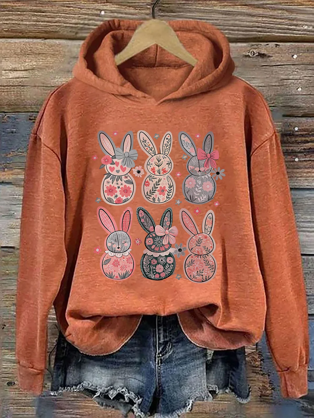 Coquette Easter Bunny Floral Hoodie