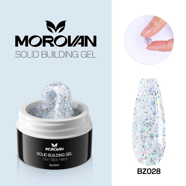 Gray Party Confetti Clear Solid Extension Nail Gel