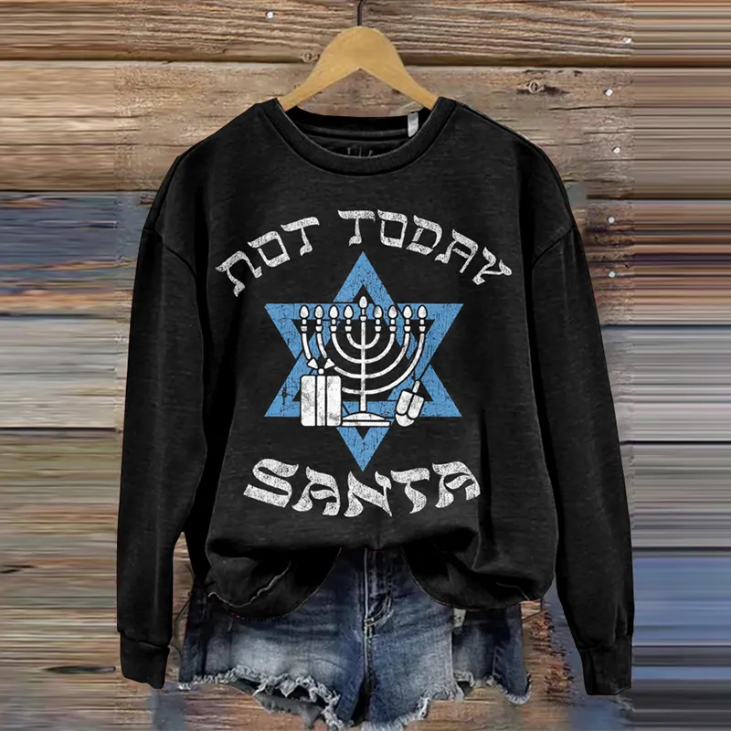 Women's Hanukkah Print Crew Neck Sweatshirt