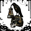 Resin Crow Skull Lamp Gothic Crow Night Light Handcrafted Retro Skull Lamp