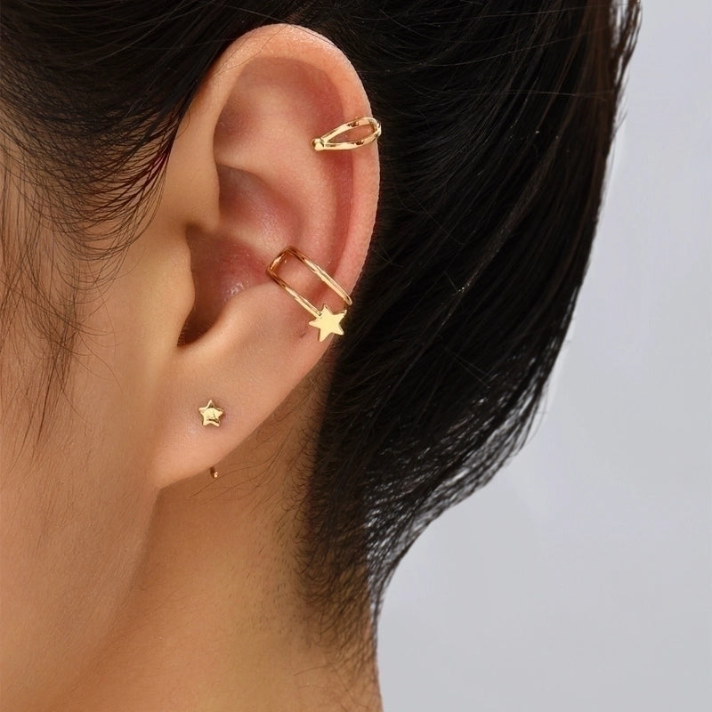 3 Pieces Minimalist Solid Color Copper Ear Cuffs