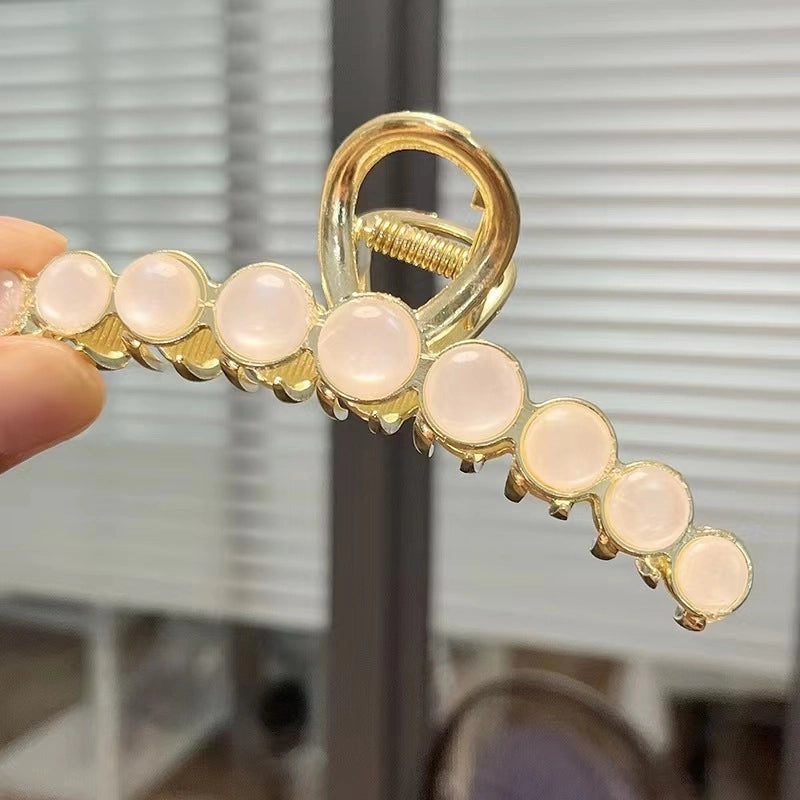 Metal Grab Clip Elegant Bow Hairpin Back Head Large Shark Clip French Pearl Clip Hair Accessories